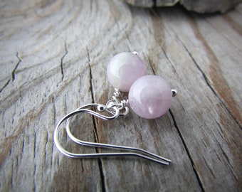 Kunzite Earrings, pale pink and purple, gemstone earrings