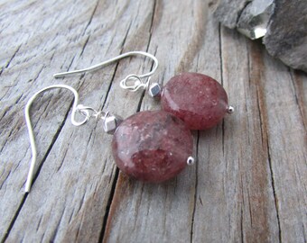 Muscovite Earrings, simple, shimmering, pink muscovite dangles