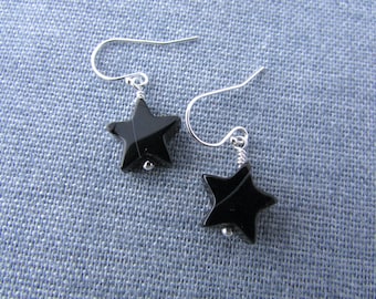 Onyx Earrings, star shaped stone earrings, small and simple