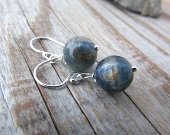 Kyanite Gemstone Earrings: Sterling Silver Dangle