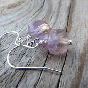 Ametrine Earrings, small cubes of ametrine, gemstone earrings