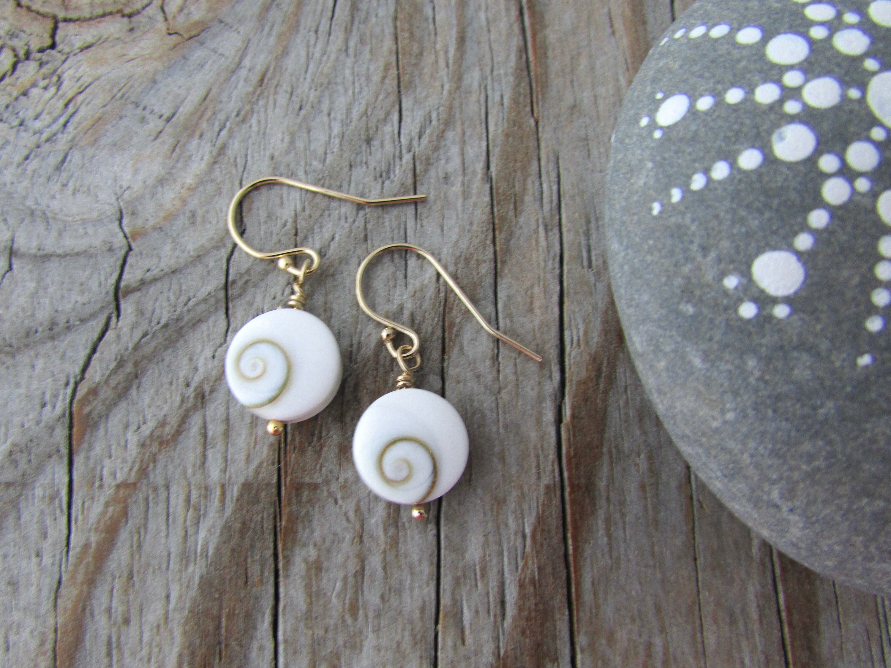 Shiva Eye Earrings Small Shell Stone Dangle Earrings Pacific Cat s Eye Etsy
