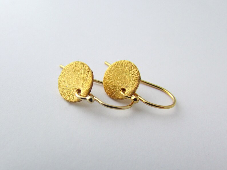 Gold Earrings Small Simple Gold Disc Dangle Earrings Etsy