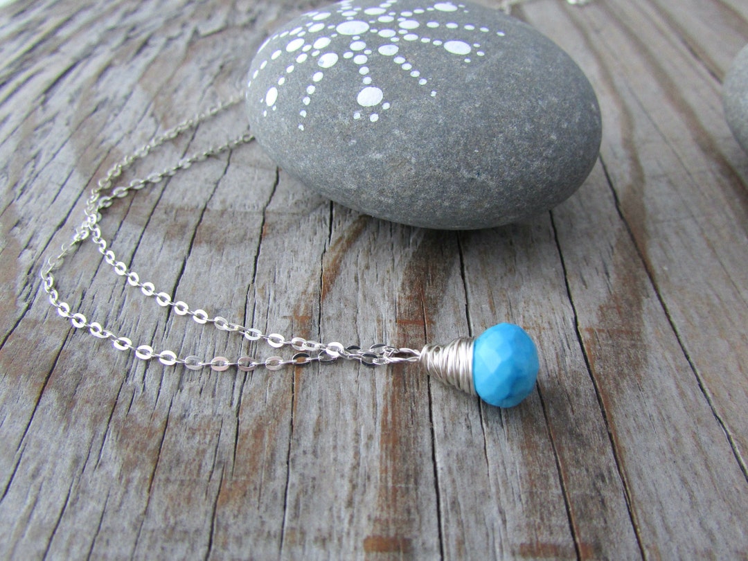 Turquoise Pendant, Small, Silver Wire Wrapped, Turquoise Necklace Etsy UK