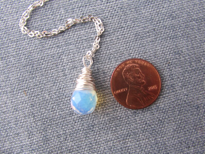 Opalite Necklace Wire Wrapped Faceted Opalite Drop Pendant Etsy