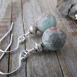 Larimar Earrings, simple and elegant, rough gemstones, dangle earrings silver