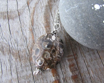 Turritella Pendant, fossil necklace, fossilized shell