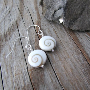 Shiva Eye Earrings: Small Shell Sterling Silver Dangles
