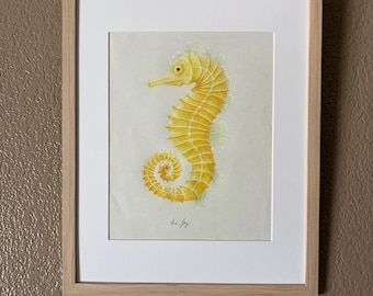 ORIGINAL Ocean Collection Drawings;Jellyfish/Seahorse/SeaTurtle/HumpbackWhale;Wall Art
