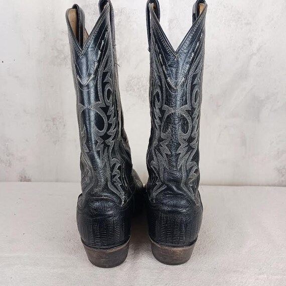 Vintage Dan Post Black Lizard Cowboy Boots Made i… - image 5