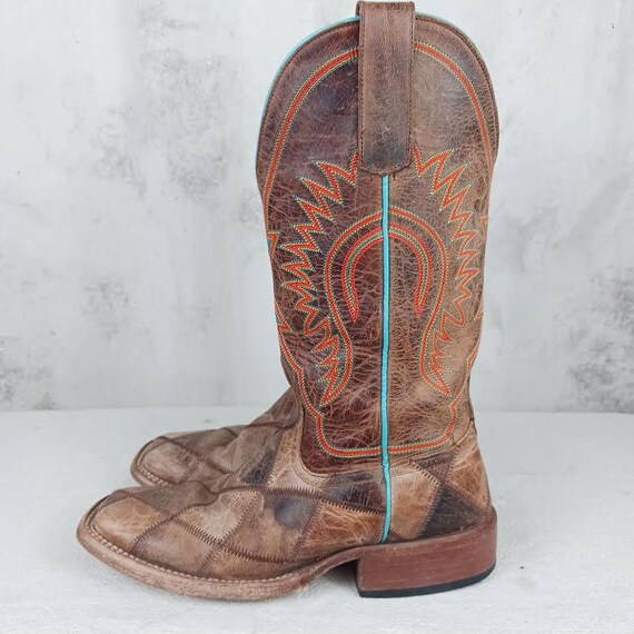 Leather Patchwork Cowboy Boots: Anderson Bean Squ… - image 4