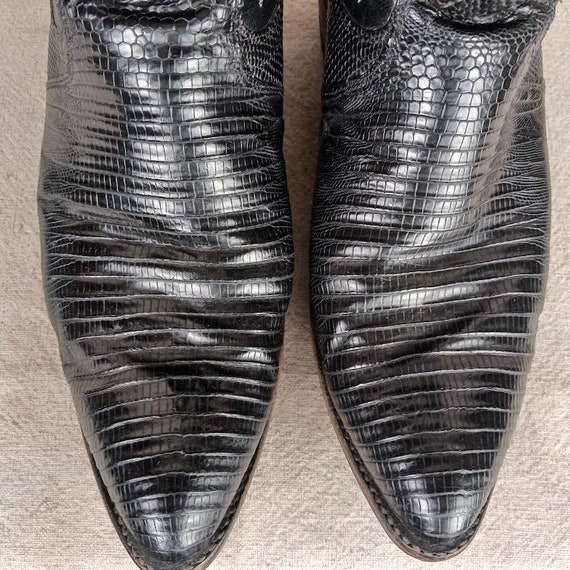 Vintage Dan Post Black Lizard Cowboy Boots Made i… - image 6