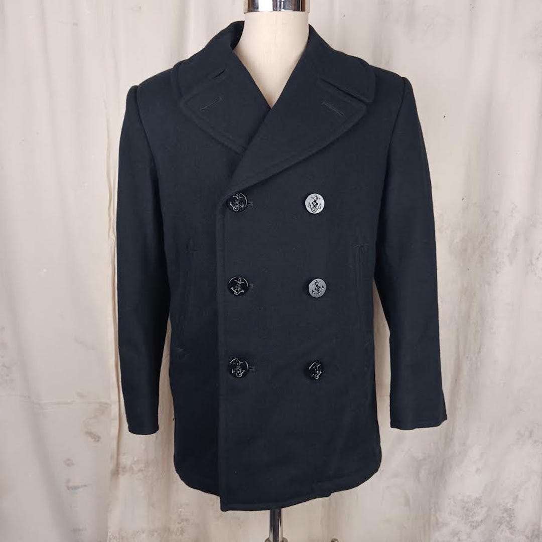 Vintage U.S. Navy Wool Pea Coat Men's Size Medium - Etsy