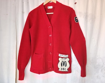 Vintage 60&#39;s Wool Letterman&#39;s Sweater Cardigan