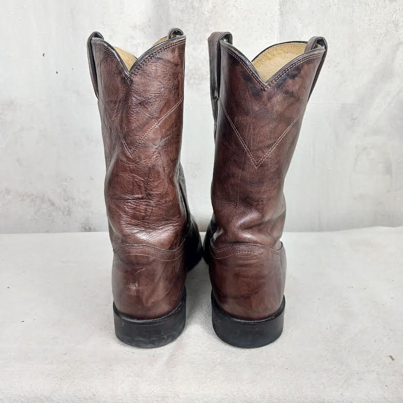 Vintage Justin Brown Leather Roper Boots, Men display picture 3