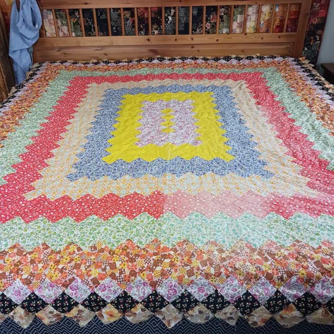 Vintage Cotton Hand Stitched Patchwork Quilt Top - Etsy