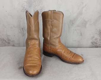 Vintage Justin Ostrich Roper Cowboy Boots - Women's Size 6