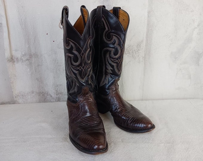 Vintage Tony Lama Lizard Skin Cowboy Western Boots Men's Size 9 - Etsy