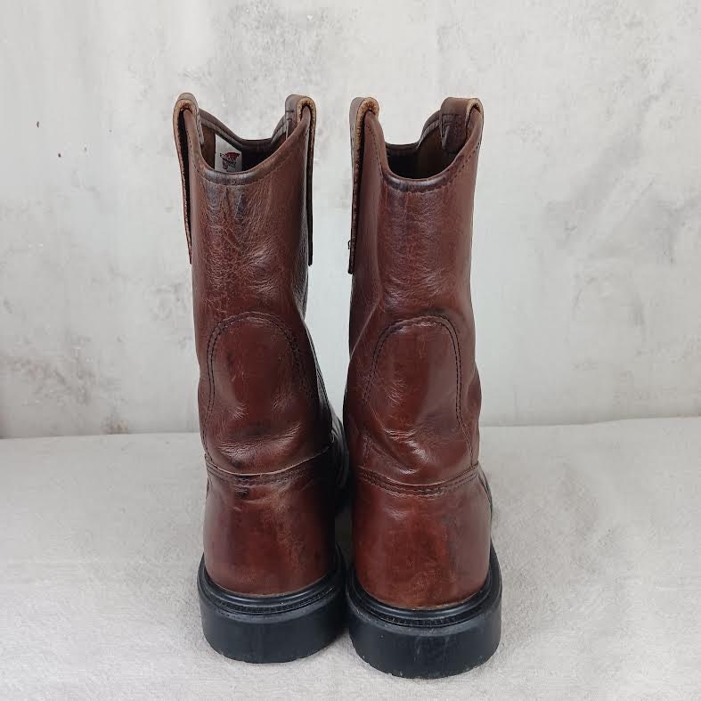 Brown Leather Red Wing Pecos Steel Toe Boots Men's Size 6