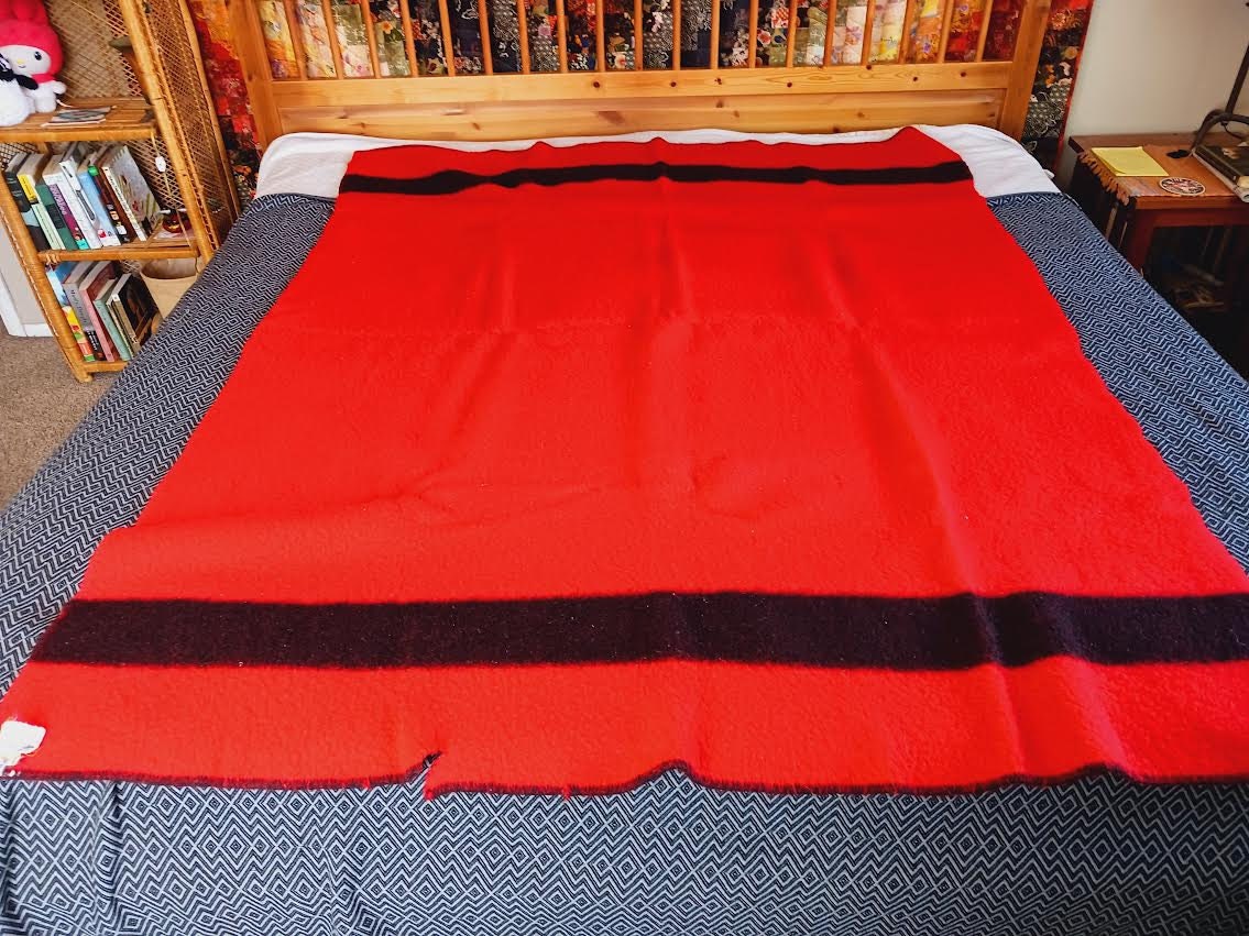 Vintage Wool Camp Blanket Warmbilt Made in the USA Mid Century
