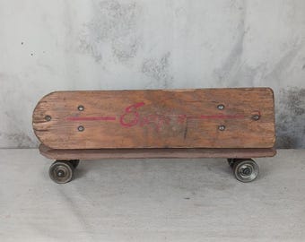 Vintage 1960's Wooden "Surfer" Skateboard Set of 2