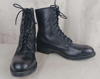 Vintage Black Leather U.S. Army Combat Boots - Men's Size 12W - Etsy