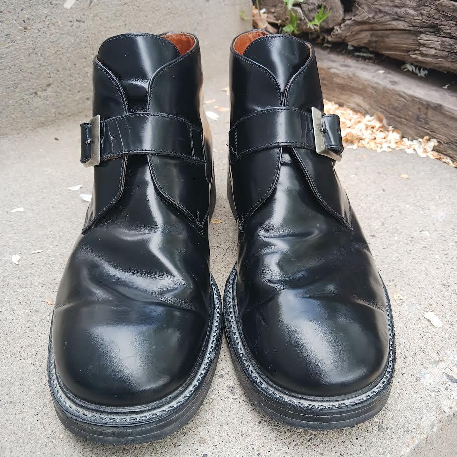 Banana Republic Black Leather Ankle Buckle Boots Men display picture 2