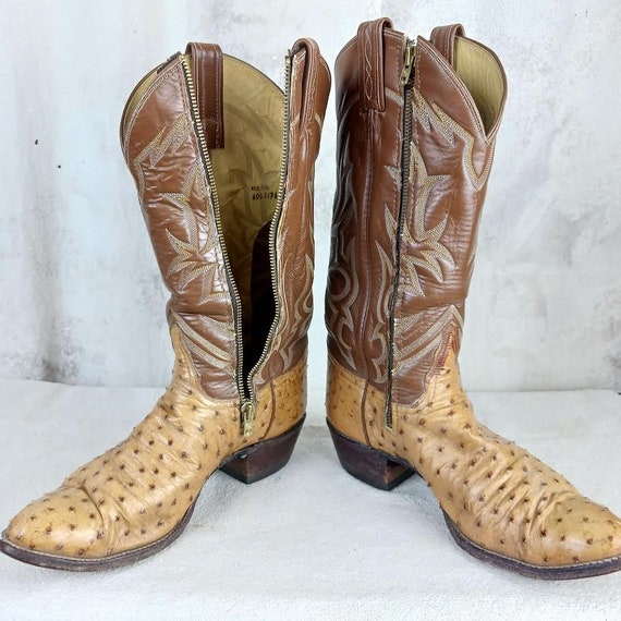 Vintage Tony Lama El Rey Ostrich Cowboy Boots Wit… - image 5