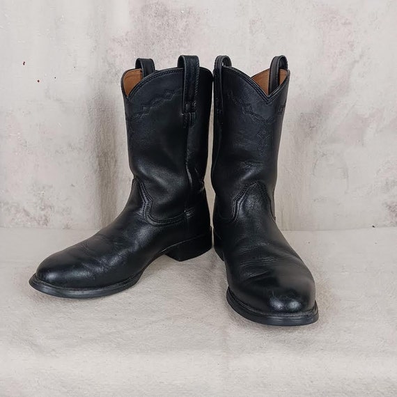 Black Leather Ariat Roper Boots: Western Style, Men display picture 1