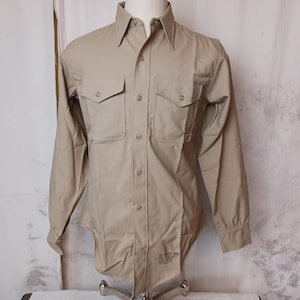 Vintage US Military 100% Wool Shirt Khaki From 1968 Men&#39;s Size Medium