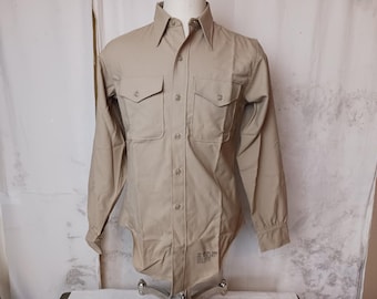 Vintage US Military 100% Wool Shirt Khaki From 1968 Men&#39;s Size Medium