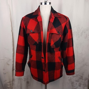 Vintage Buffalo Plaid Wool Mackinaw Jacket, Made in Canada, Men&#39;s Medium