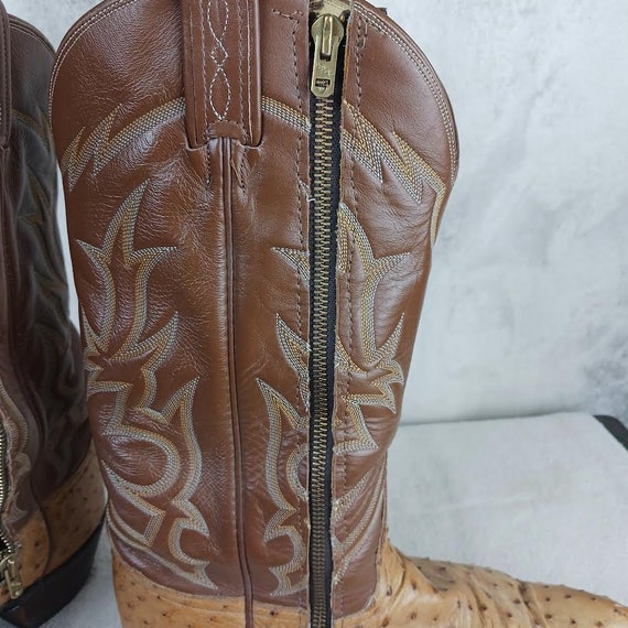 Vintage Tony Lama El Rey Ostrich Cowboy Boots Wit… - image 4
