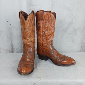 Vintage Full Leather WB Masterson Cowboy Boots Men display picture 2