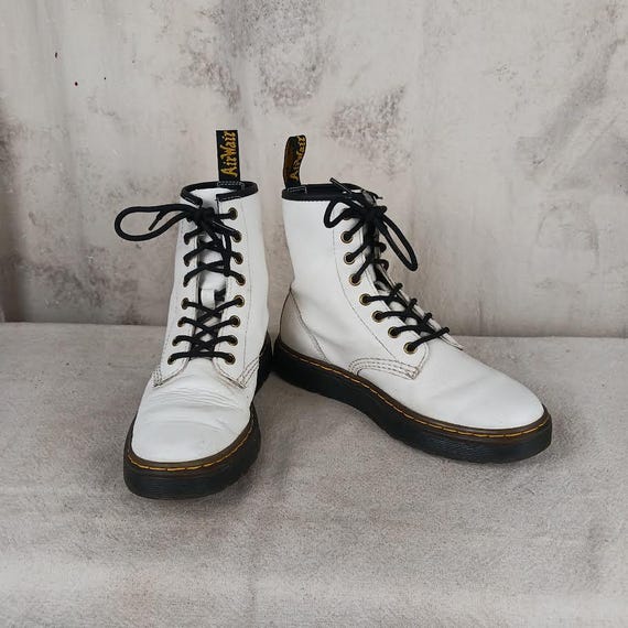Dr. Martens Zavala Combat Boots White Lace Up Leather Sz 9 Mens | 10 Womens Dr Doc Martens Zavala Boots Women main image 3