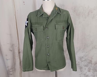 Vintage 1960s US ARMY OG-107 Cotton Sateen Field Utility Shirt