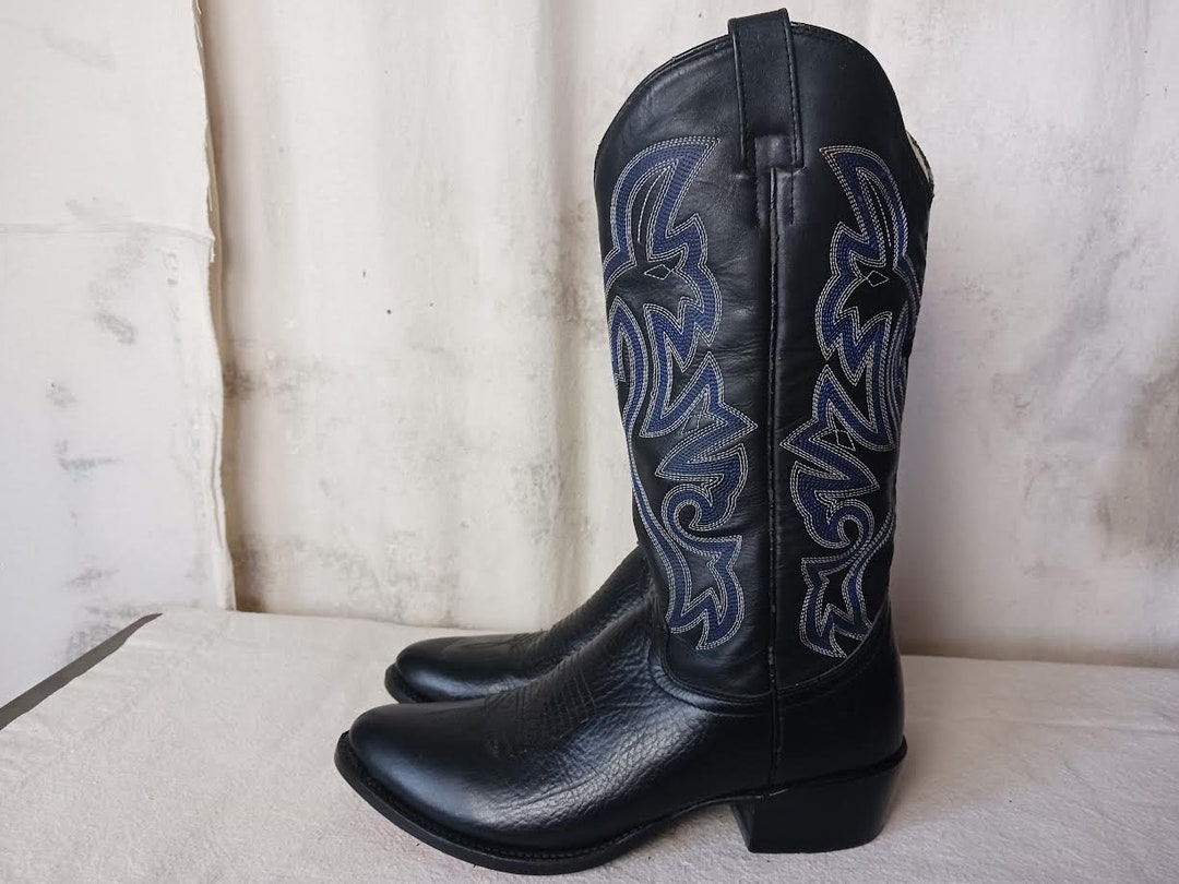 Vintage Cowtown Cowboy Boots: Black Leather Western Riding  display picture 2
