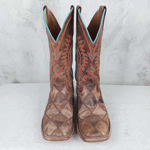 Leather Patchwork Cowboy Boots: Anderson Bean Squ… - image 3