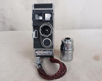 1950's Paillard Bolex 8mm Film Camera With Strap And Two Lenses