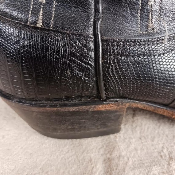 Vintage Dan Post Black Lizard Cowboy Boots Made i… - image 8