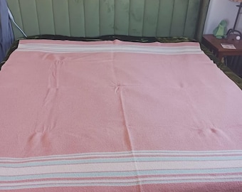 Vintage Rose Gold Wool Striped Camp Blanket