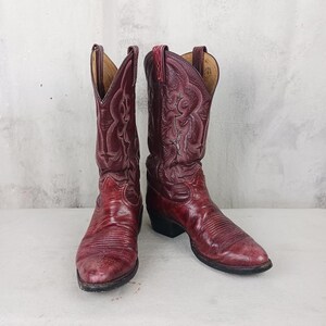 Vintage Tony Lama Cowboy Boots: Red Leather Black Label  display picture 1