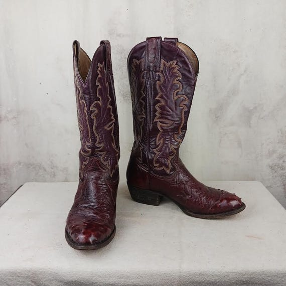 Montana‎ Ostritch Leather Cowboy Boots Men’s Size 9E Shoes Western Montana Vintage Ostrich Leather Western Cowboy Boots Mens 8D  main image 4