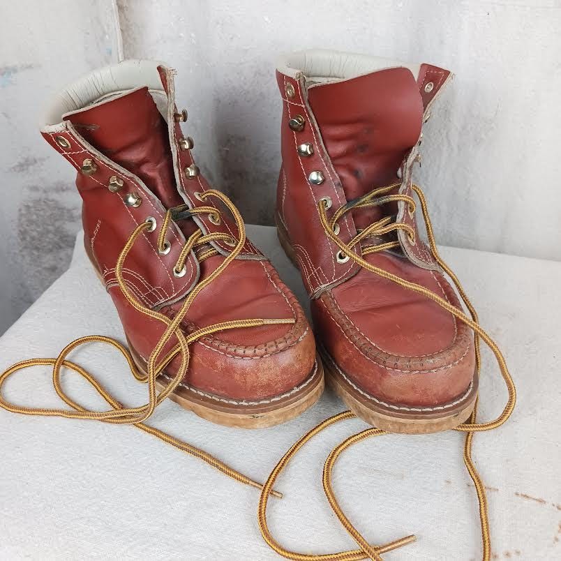 Vintage Leather Sears Moc Toe Work Boots Men's Size 9 1/2 - Etsy