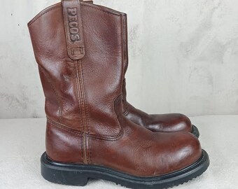 RED WING Pecos USA‎ Brown Leather Steel Toe Oil Sz 14 D Mens Boots #1299 VTG 90s Red wing pecos boots - Gem main image 4