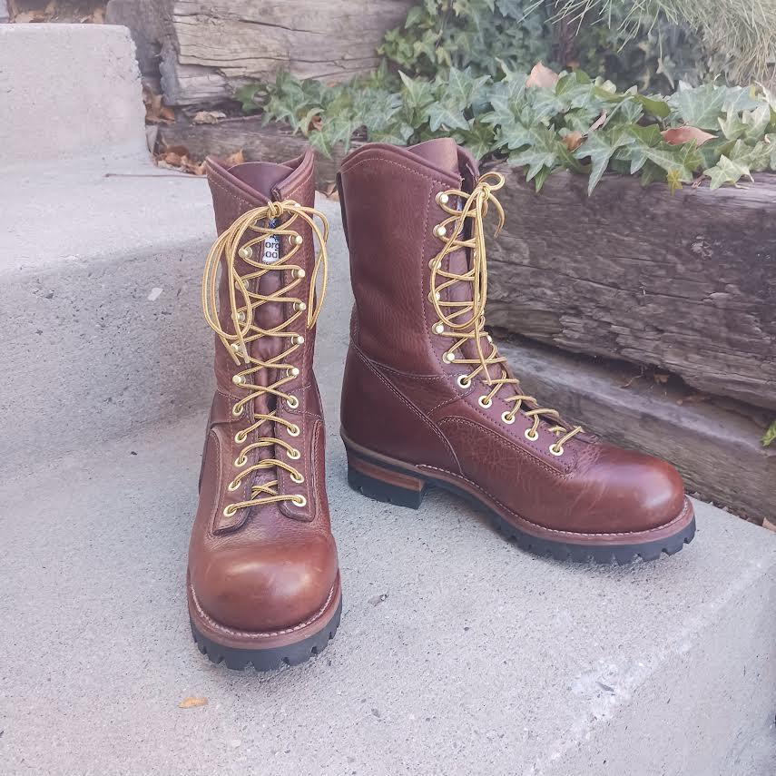 Vintage Georgia Made in the USA Logger Leather Lace Up Boots NIB USA Made NOS Vintage GEORGIA Vibram Sole  main image 4