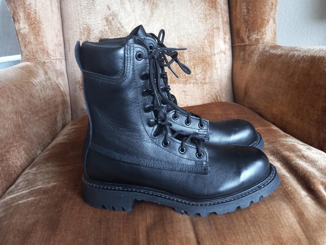 Black Leather Punk Street Paratrooper Hiking Goth Combat Boots - Etsy België