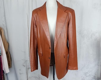 Vintage Cassidy Leather Fashions Brown Leather Sport Coat Jacket Men's Size Large