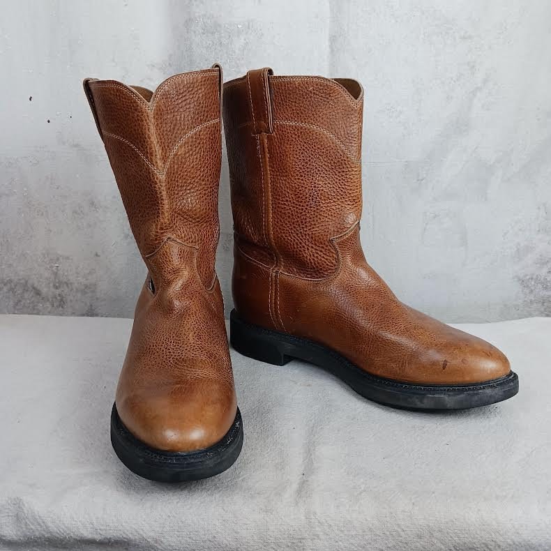 Justin Leather Roper Work Boots - Copper Brown, Men display picture 2