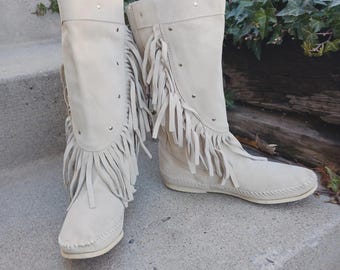 Vintage Suede Leather Minnetonka Moccasins Made in the USA Women's Size 7